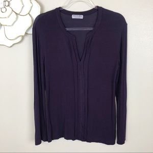 Michael Stars long sleeved v neck top in purple
